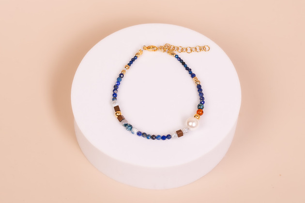 bransoletki - inne Bransoletka Perła, Lapis lazuli, Howlit