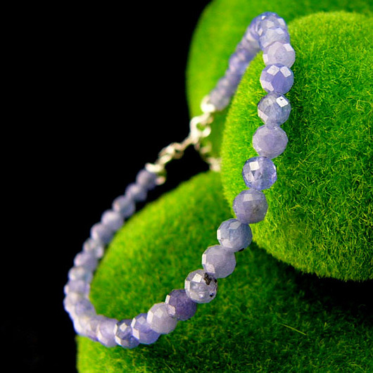 bransoletki z kamieni naturalnych Bransoleta - Srebro Tanzanit 4mm