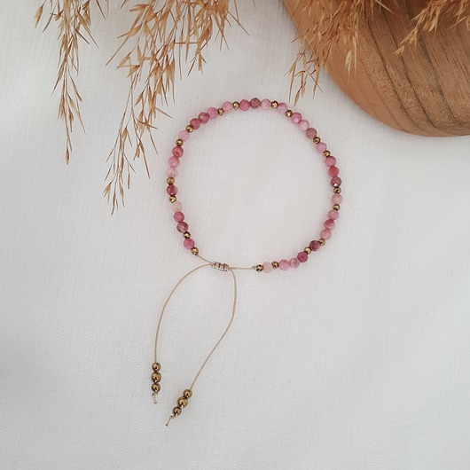 bransoletki z kamieni naturalnych Pudrowo różowa bransoletka z rodonitem