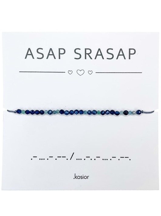bransoletki na sznurku Bransoletka ASAP SRASAP - Apatyt, Jadeit indygo - Morse
