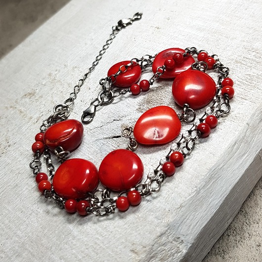 bransoletki srebrne Bransoletka koral  s160