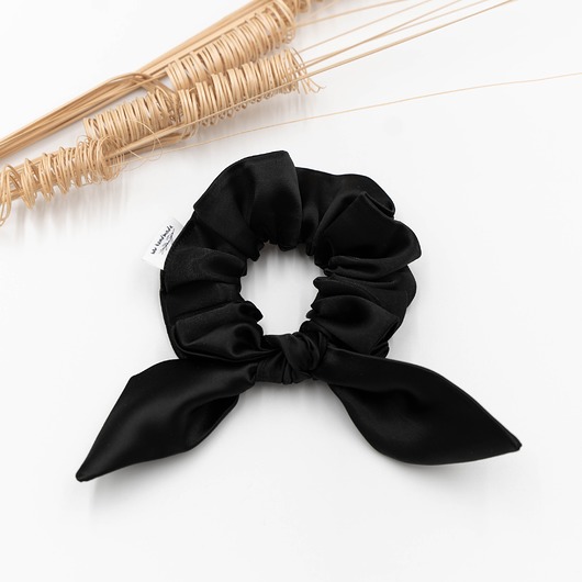 gumki do włosów Scrunchie/frotka Satyna czarna