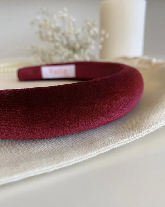 opaski do włosów Bordowa welurowa opaska na gąbce Wine