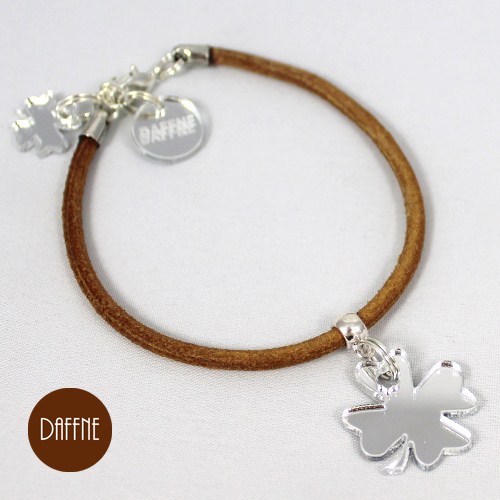 Bransoletka Brown Strap with Clover by Daffne LOVINA PRINTS