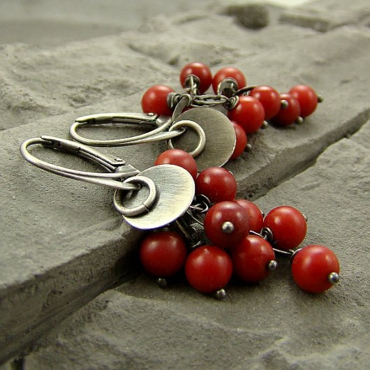 kolczyki z kamieniami Kolczyki Red Coral