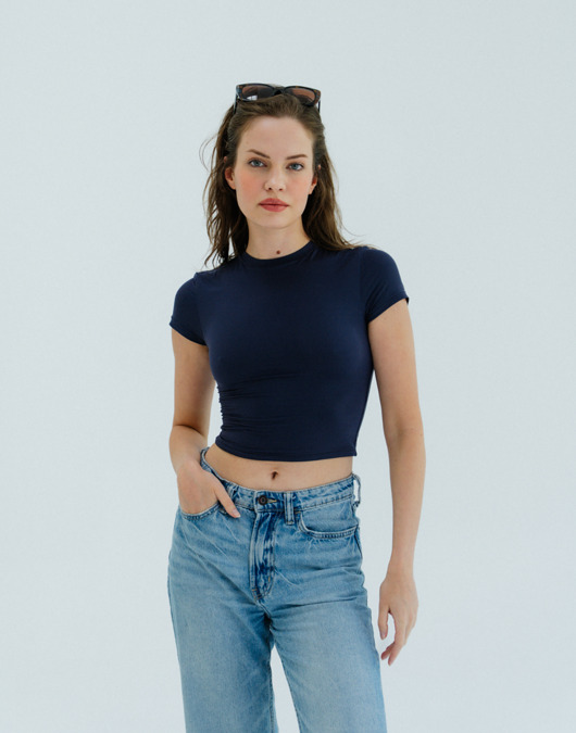 topy damskie Koszulka do jogi, pilates, fitness TIMELESS - navy blue