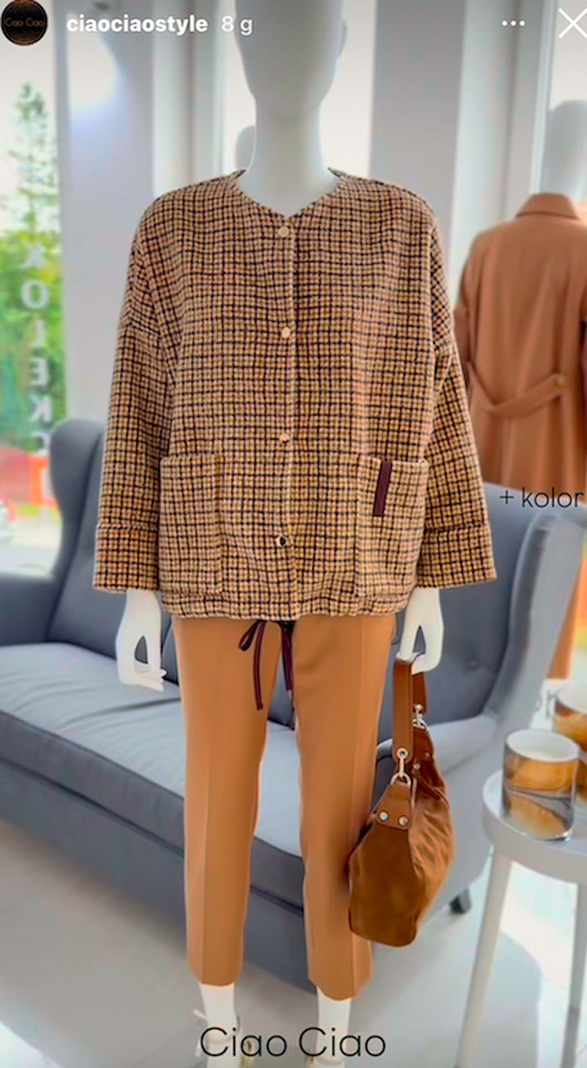 kurtki damskie Kurtka z wełnianej kratki Merino Wool