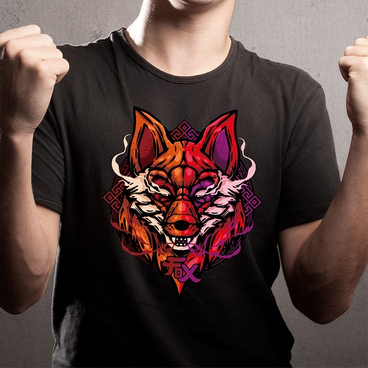 t-shirty męskie Koszulka  czarna z nadrukiem Fox