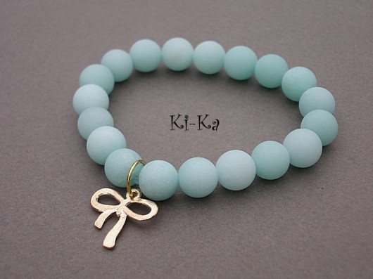 Light blue and gold bow - bransoletka KiKa pracownia
