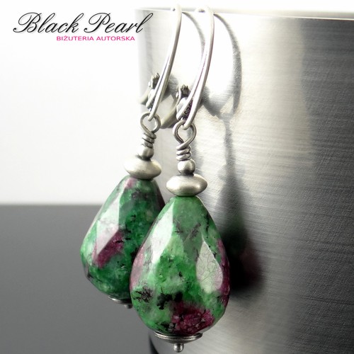 Krople Zoisytu - kolczyki Black Pearl