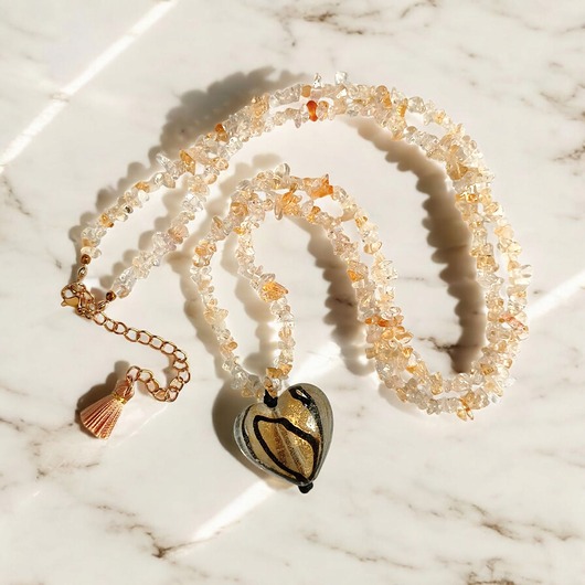 wisiory Cytryn i serce : długi naszyjnik