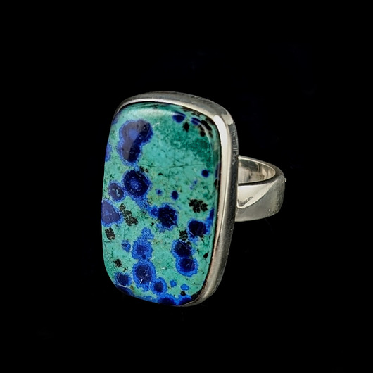 pierścionki srebrne Pierścionek geometric- chryzokola i azuryt