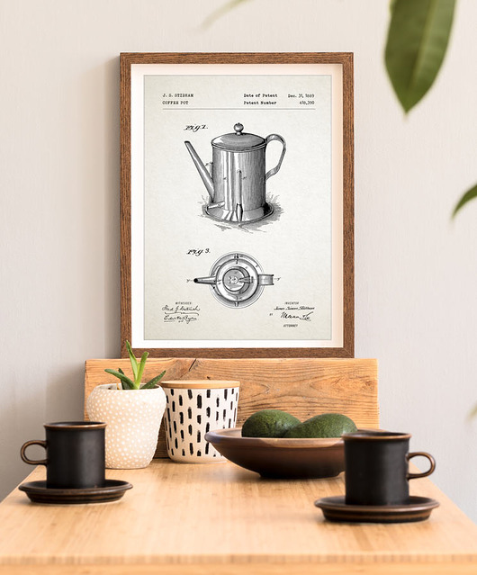 plakaty Dzbanek do kawy - patent - plakat A3
