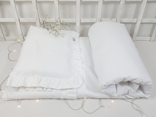 Pościel dziecięca BIEL z falbanką Love White