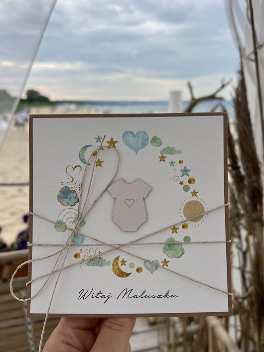 kartki scrapbooking Ręcznie robiona kartka na narodziny dziecka - gratulacje z okazji narodzin
