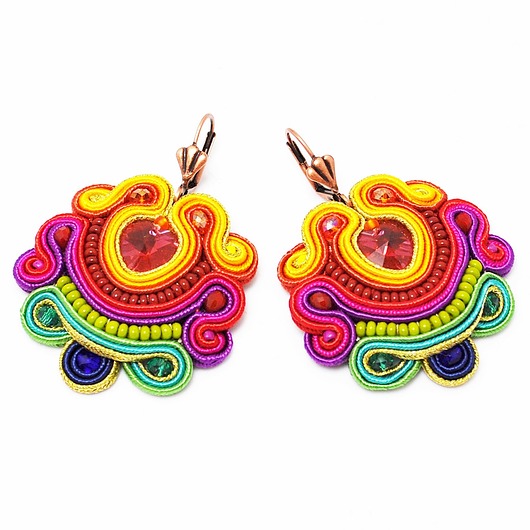 kolczyki soutache Sutaszowe kolczyki PINK HEARTS