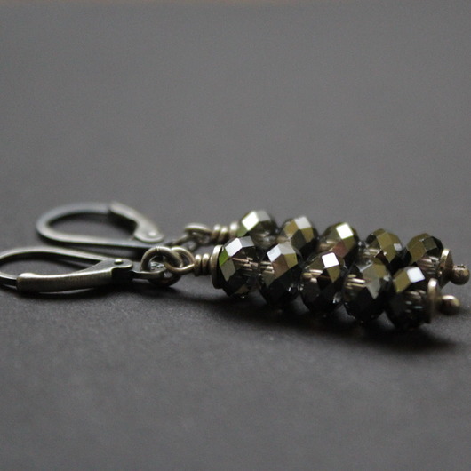 kolczyki swarovski Kolczyki Swarovski black dimond wieża