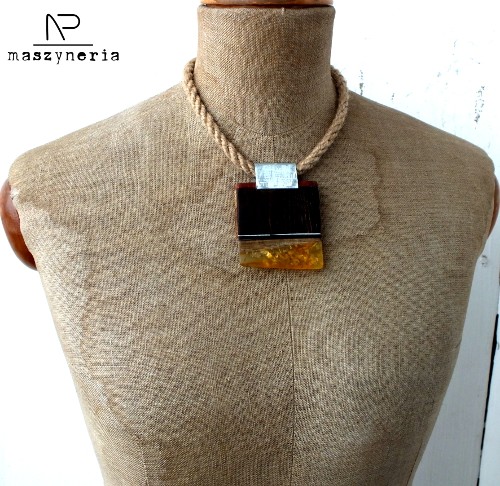 Wood&Amber Naszyjnik Etniczny Maszyneria