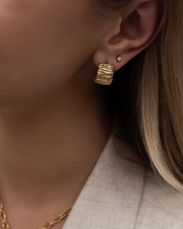 kolczyki pozłacane Złote piękne kolczyki ze stali szlachetnej