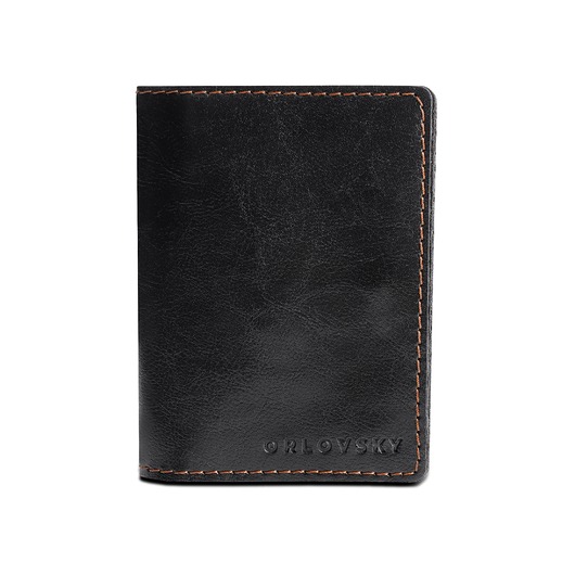 portfele męskie Męski czarny portfel slimwallet ORLOVSKY W01