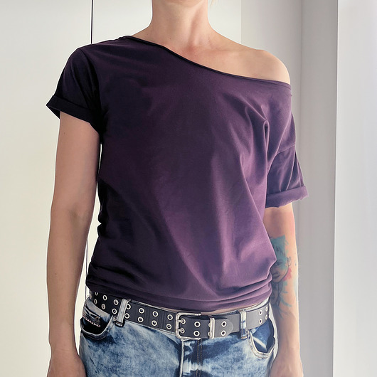 t-shirt damskie Bakłażanowy Oversize