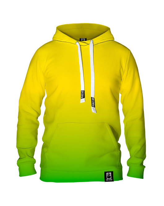 bluzy męskie Męska Bluza z kapturem DR.CROW Ombre Yellow Green