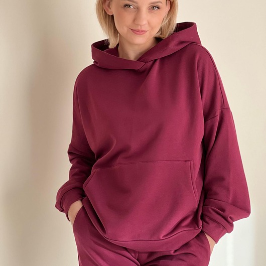 bluza z kapturem damska Bluza burgundowa z kolekcji Resort