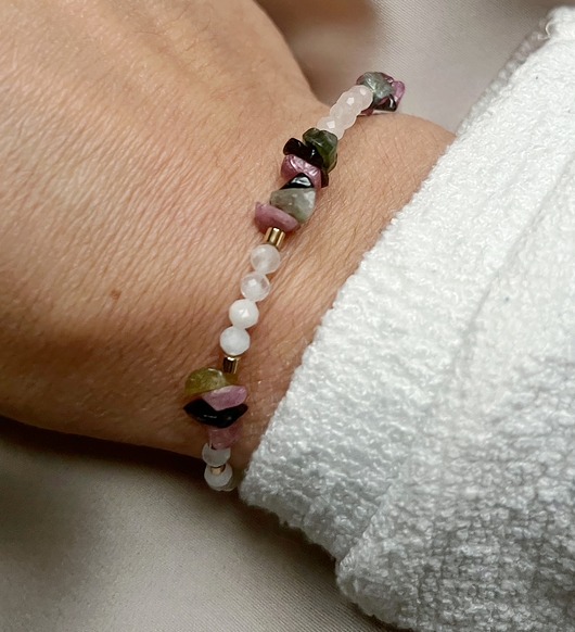 bransoletki z kamieni naturalnych Bransoletka Turmalin z Kamieniem ksieżycowym