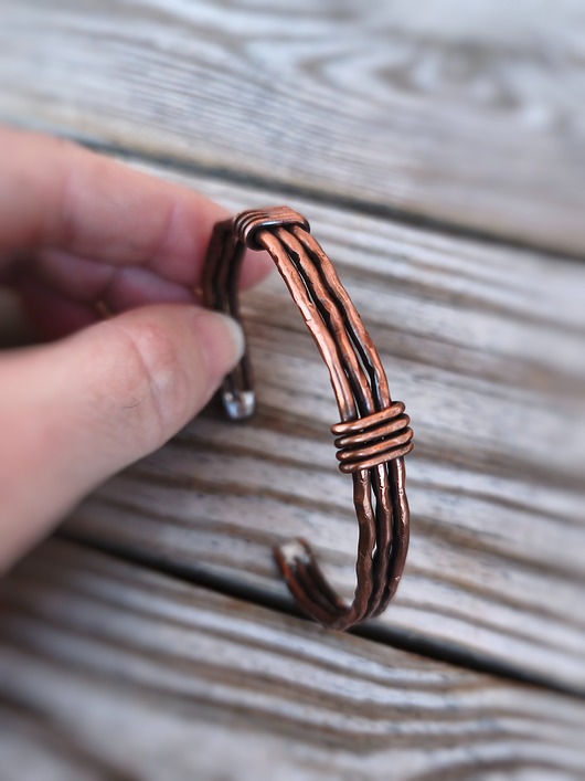 bransoletki wire wrapping Bransoletka miedziana Splot Harmonii
