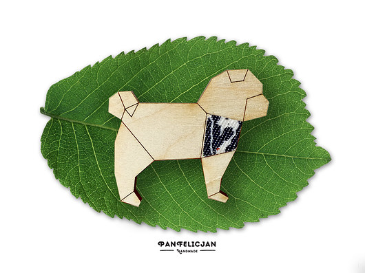 broszka origami - mops PanFelicjan