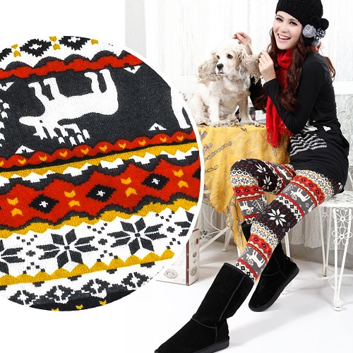 LEGGINSY NORWESKIE SKANDYNAWSKIE rurki BLACK RED Krzyhu