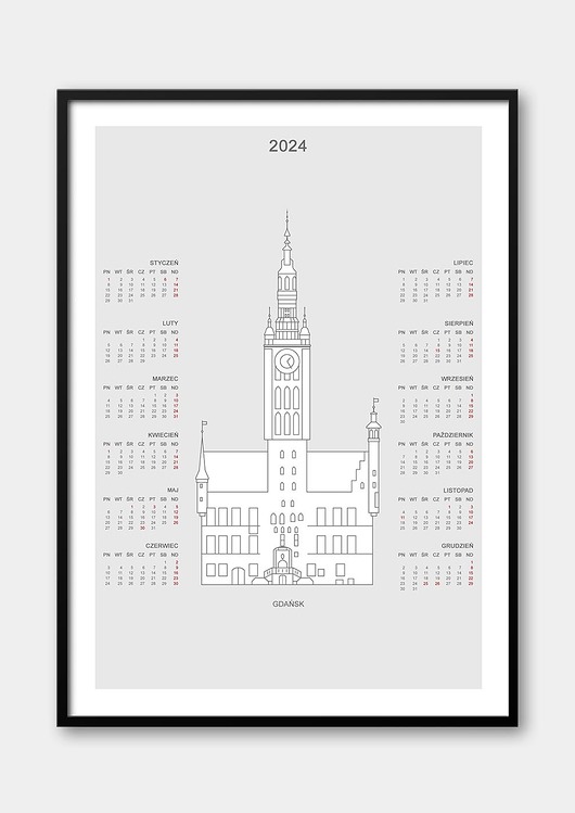 kalendarze i plannery Plakat Kalendarz Gdańsk 2024