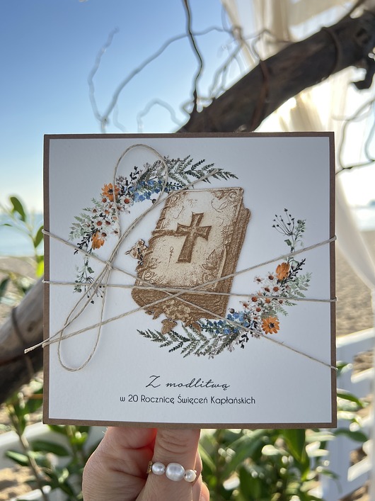 kartki scrapbooking Kartka z okazji 20. rocznicy święceń kapłańskich ręcznie robiona