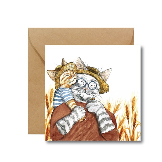 kartki okolicznościowe - wydruki Kartka z kotami na Dzień Dziadka Hi Little