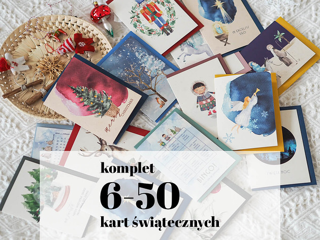 kartki świąteczne Komplet 6-50 kartek świątecznych