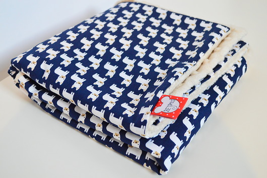 Kocyk MOPSY navy beige  Bejsmis