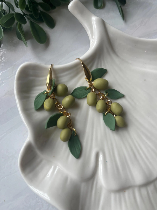 kolczyki z masy plastycznej Kolczyki z oliwkami