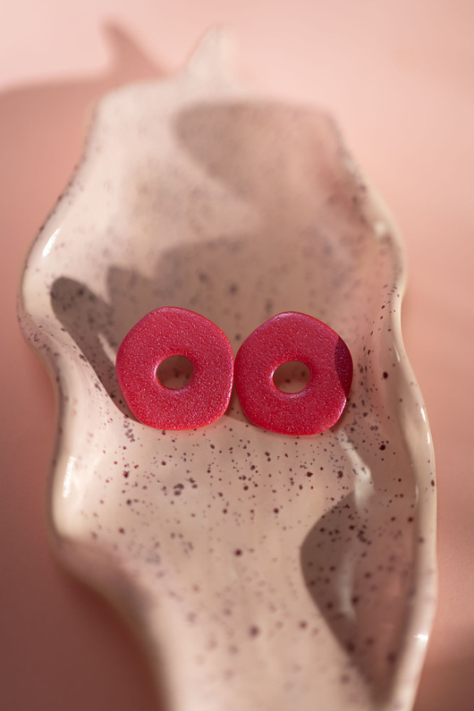 kolczyki z masy plastycznej Sztyfty oponki z połyskiem