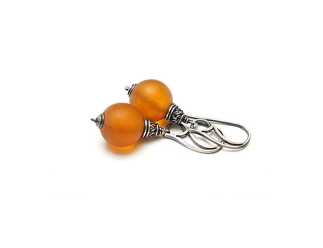kolczyki srebrne Kolczyki srebrne Amber ball-