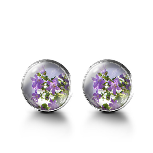 kolczyki szklane Kolczyki sztyfty - Fioletowy kwiat