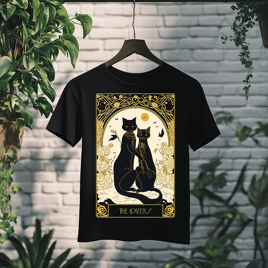 t-shirty męskie Koszulka - Kocia karta Tarota - Kochankowie, The Lovers #10