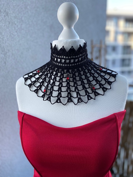 kolie Gotycki naszyjnik koronkowy Spider