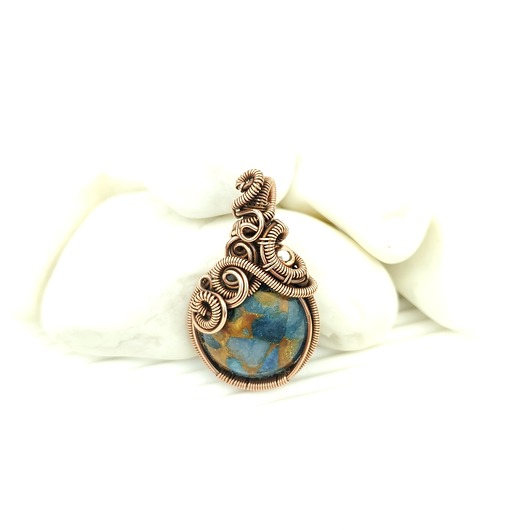 wisiory Wisiorek z niebieskim agatem  wire wrapping