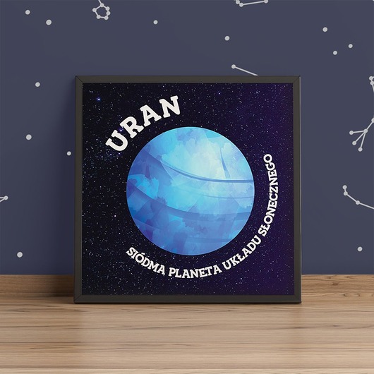 Plakat dziecięcy PLANETA URAN - kwadrat trochę na ścianę