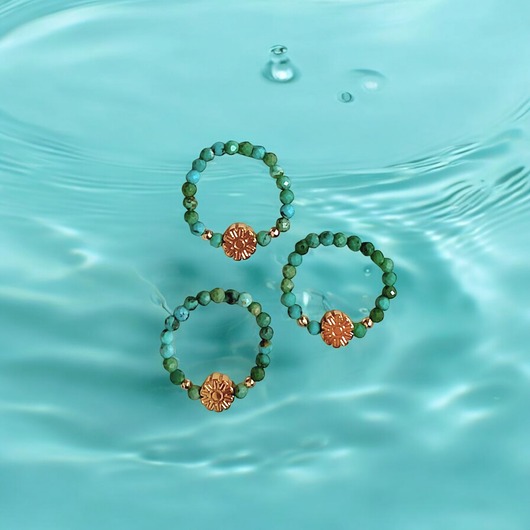 pierścionki elastyczne Pierścionek PREMIUM : turkus naturalny,złoty hematyt