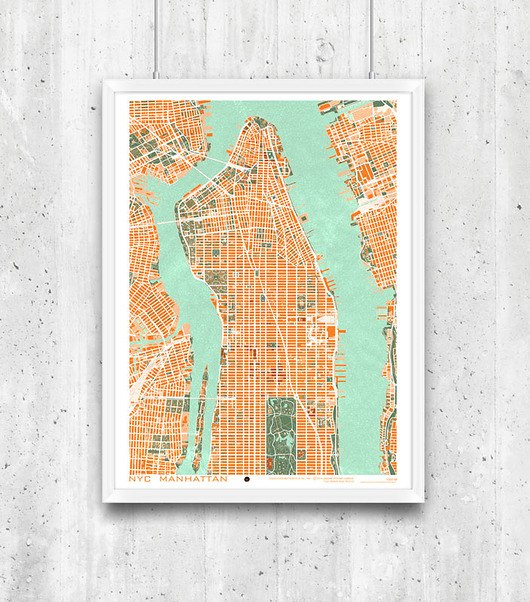 Plakat New York - plan miasta minimalmill