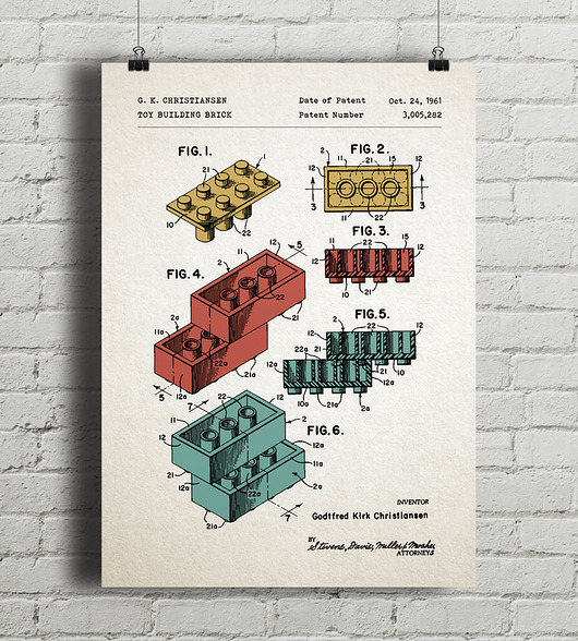 plakaty Klocki - patent - plakat vintage