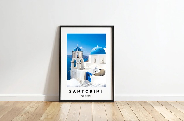 plakaty PLAKAT travel poster Santorini Grecja zdjęcie personalizacja prezent