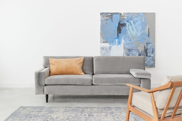 sofy i szezlongi Sofa HELSINKI szary welur, skandynawski design