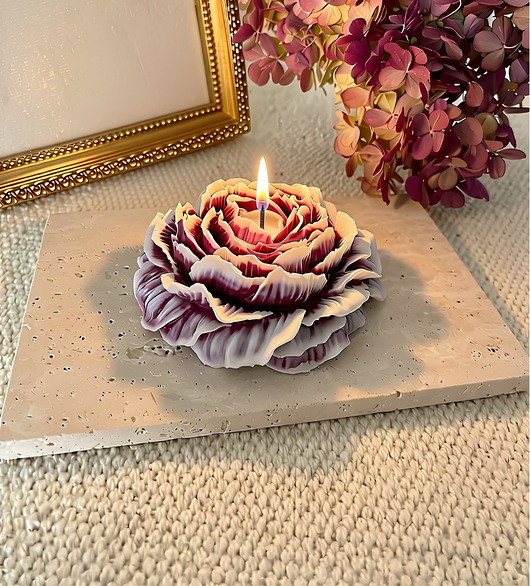 świeczniki i świece Świeca sojowa ekologiczna dekoracyjna piwonia peonia "Peony Queen" 80x35mm